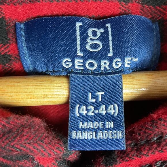 George Mens Relaxed Fit Button up Long Sleeve Flannel Shirt Large Tall - Picture 7 of 9